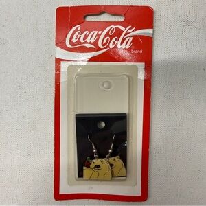 Coca-Cola Coke Bottle Polar Bear Dangle Hook Earrings Vintage 1995